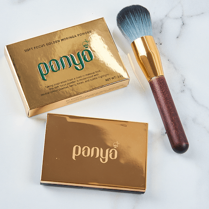 Panya Powder Foundation: Thai moringa oil and 24k gold infused, long lasting and high coverage with pore-blurring technology. 