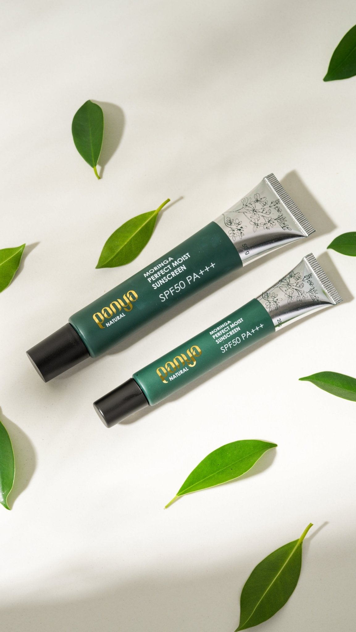 Panya - Moist Sunscreen SPF50: hydrating & oil-balancing for the skin, with Thai moringa & other essential oils for a potent, natural sun & pollution protection. 