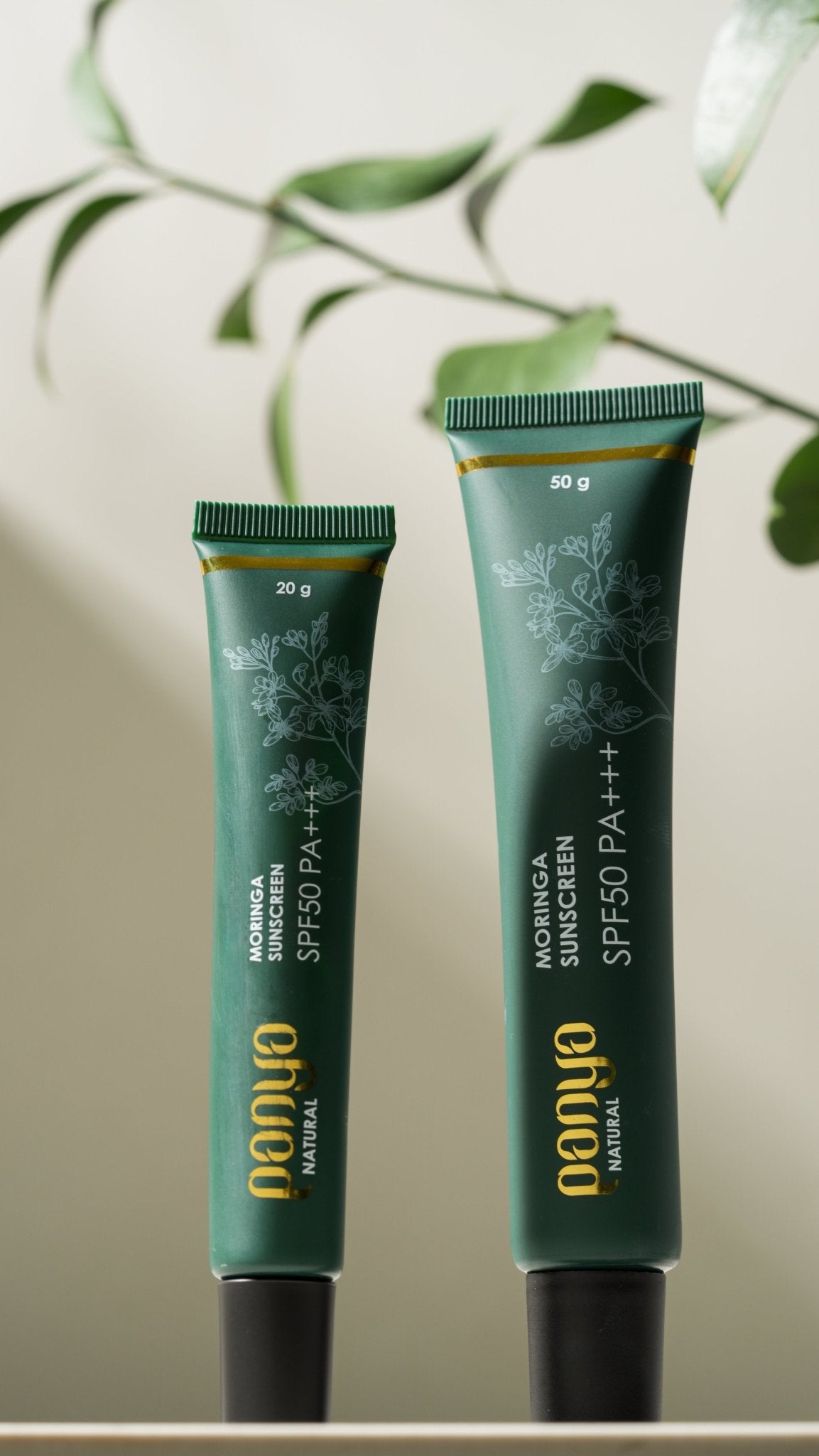 Panya Moringa Sunscreen SPF50:  organic moringa-oil infused, waterproof &amp; blemish reducing. Thai made, for intense sun and pollution protection.