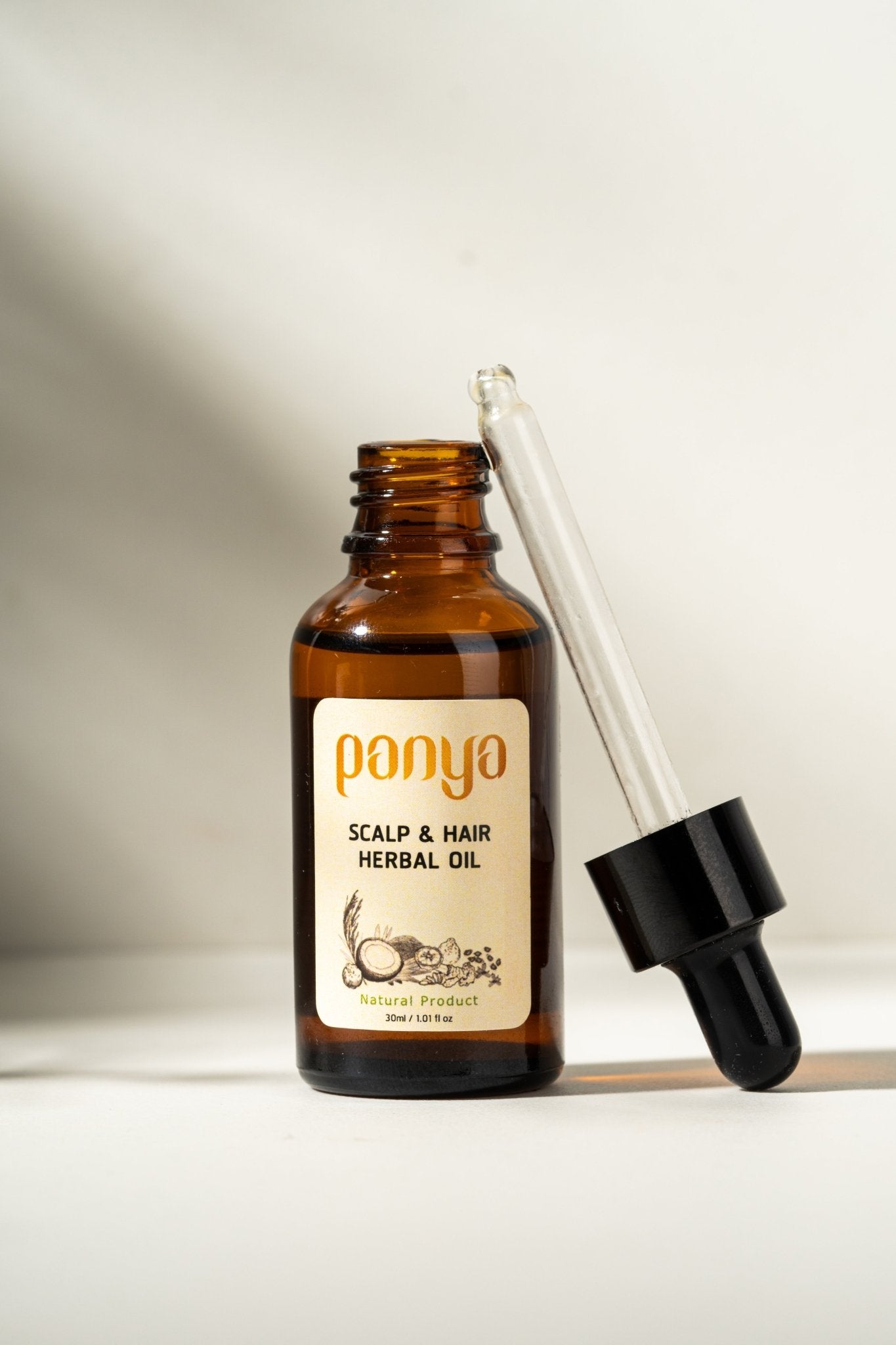 Panya Scalp & Hair Herbal Serum: organic, with cold-extracted Thai Bergamot & other essential Oils for hair growth, anti-dandruff and damage restoration. 